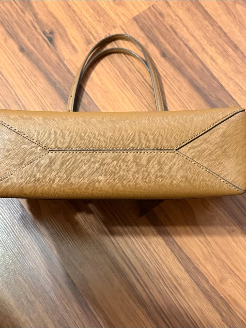 Tory Burch Caramel Leather Tote with Gold Logo